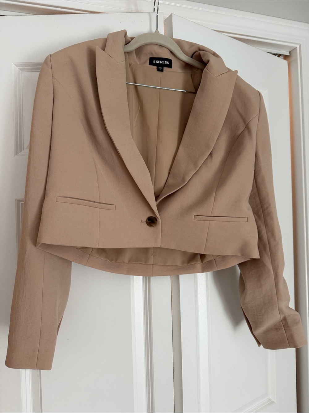 Express Cropped Blazer Jacket - Tan